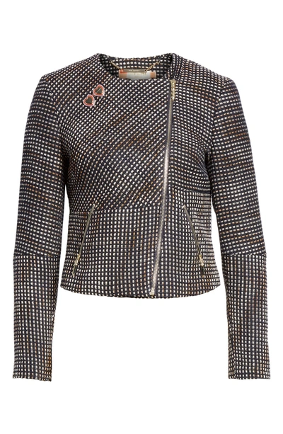 Shop Ted Baker Colour By Numbers Julio Boucle Moto Jacket In Navy