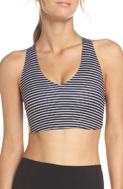 Shop Monreal London Essential V Bra In Stripe/ Black/ Cocoa