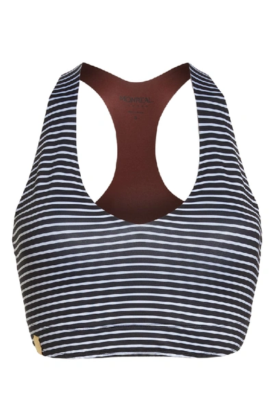 Shop Monreal London Essential V Bra In Stripe/ Black/ Cocoa