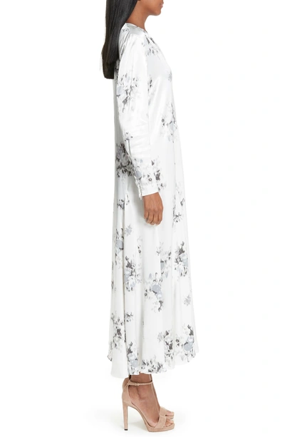 Shop Ganni Cameron Floral Dress In Egret