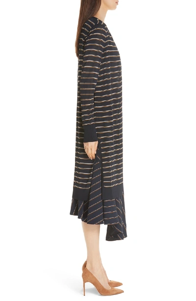 Shop Lafayette 148 Long Stripe Cardigan In Ink Multi