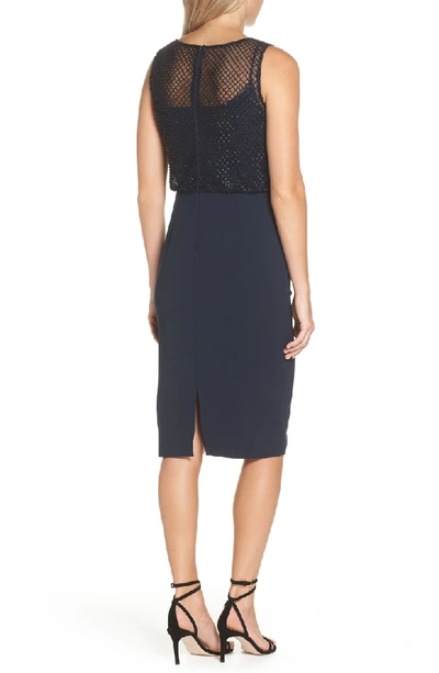 Shop Adrianna Papell Bead Embellished Sheath Dress In Midnight