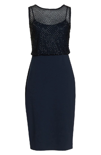 Shop Adrianna Papell Bead Embellished Sheath Dress In Midnight