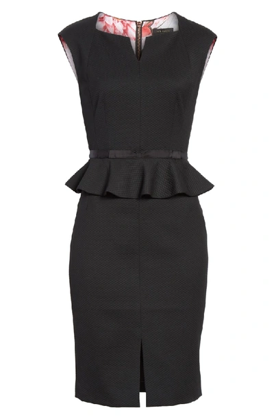 Shop Ted Baker Ted Working Title Textured Peplum Dress In Black