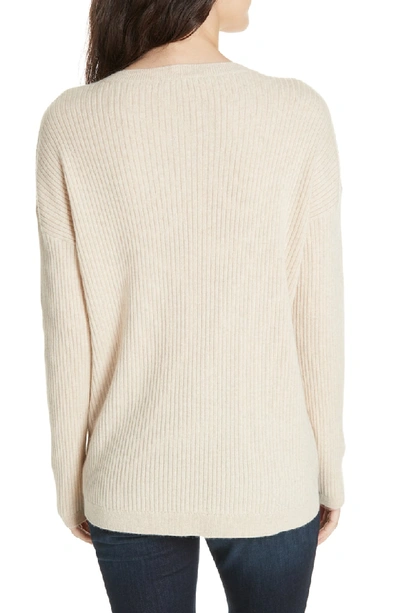 Shop Eileen Fisher Boxy Ribbed Cashmere Sweater In Maple Oat