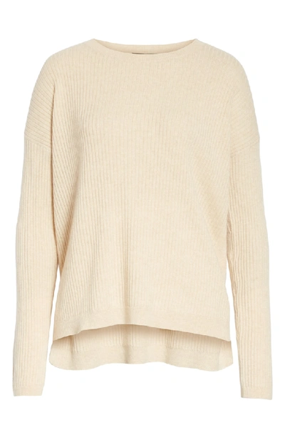 Shop Eileen Fisher Boxy Ribbed Cashmere Sweater In Maple Oat