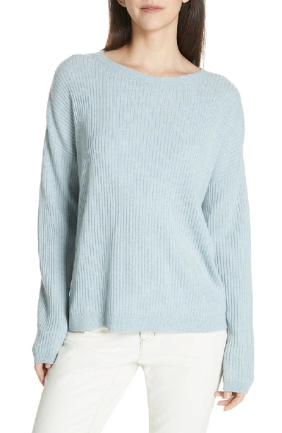 Shop Eileen Fisher Boxy Ribbed Cashmere Sweater In Dawn