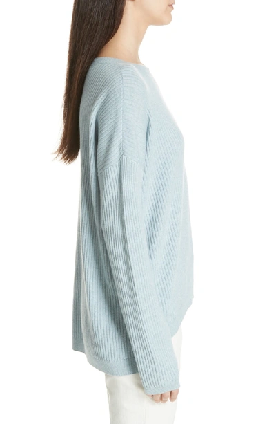 Shop Eileen Fisher Boxy Ribbed Cashmere Sweater In Dawn