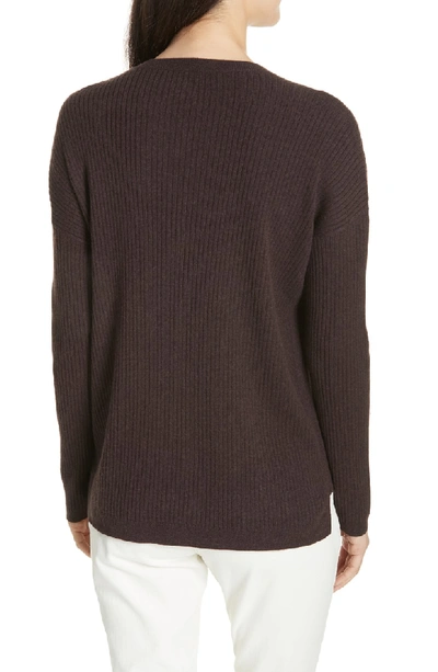 Shop Eileen Fisher Boxy Ribbed Cashmere Sweater In Clove
