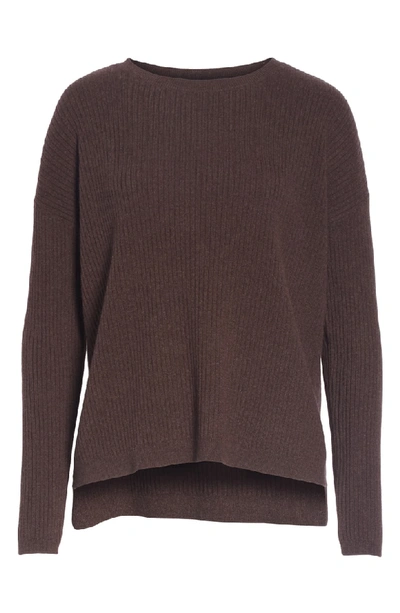 Shop Eileen Fisher Boxy Ribbed Cashmere Sweater In Clove