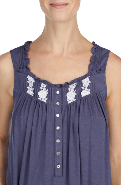 Shop Eileen West Embroidered Chemise In Solid Dark Silver Grey