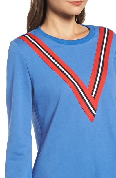 Shop English Factory Varsity Stripe Knit Dress In Bojou Blue
