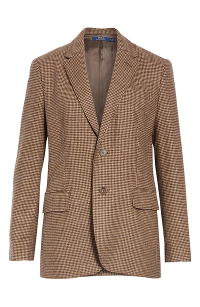 Shop Polo Ralph Lauren Houndstooth Check Wool Blend Blazer In Brown/ Camel Houndstooth