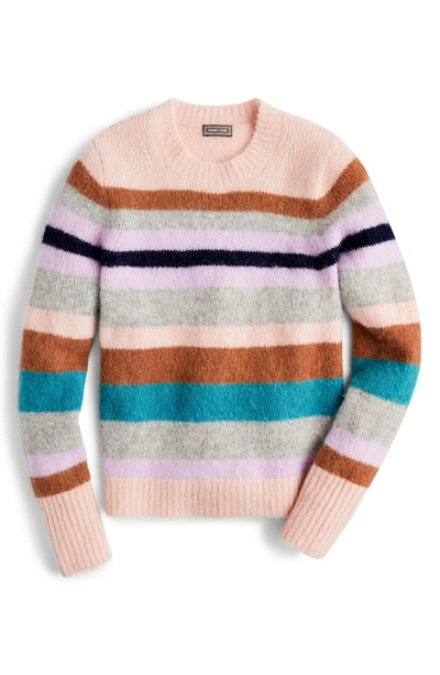 Shop Jcrew Point Sur Stripe Alpaca & Merino Wool Blend Sweater In Subtle Pink Multi