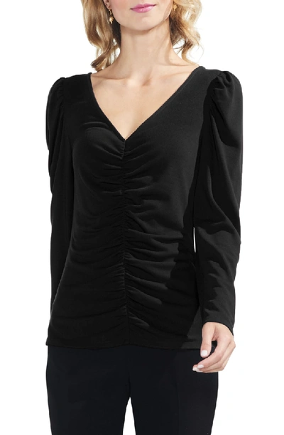 Shop Vince Camuto Puff Shoulder Cinched Top In Rich Black