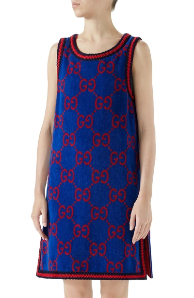 Shop Gucci Gg Cotton Jacquard Shift Dress In Multi