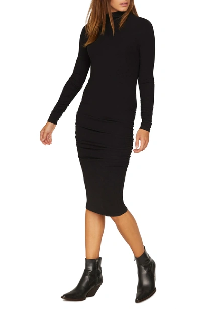 Sanctuary Long sleeve Ruched Midi Dress In Black ModeSens