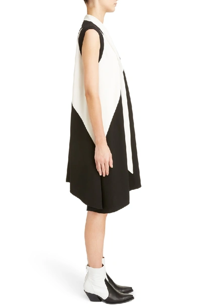 Shop Givenchy Bicolor Satin-back Crepe Scarf Collar Dress In Black/ White