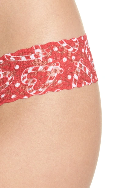 Shop Hanky Panky I Heart Peppermint Low Rise Thong In Red Multi