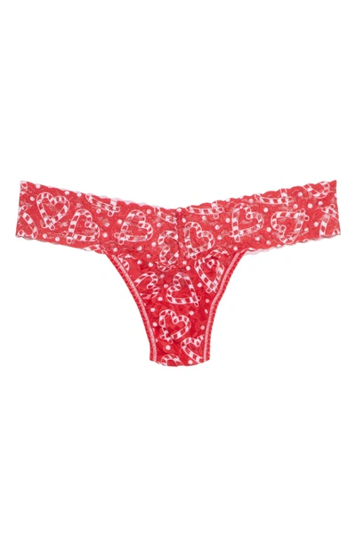Shop Hanky Panky I Heart Peppermint Low Rise Thong In Red Multi