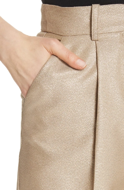 Shop Emporio Armani Metallic Crop Pants In Gold