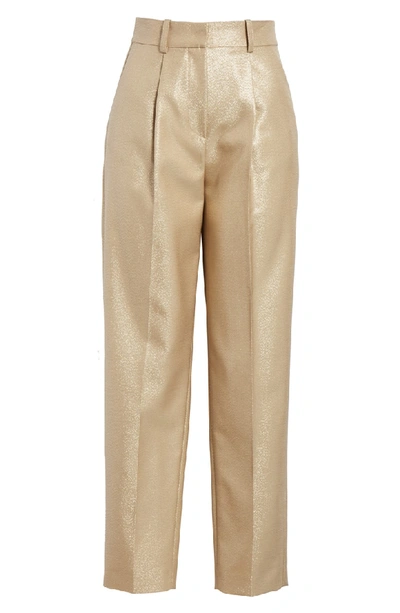 Shop Emporio Armani Metallic Crop Pants In Gold