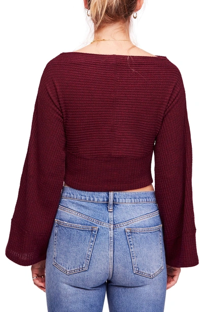 Shop Free People Crazy On You Thermal Crop Sweater In Wine