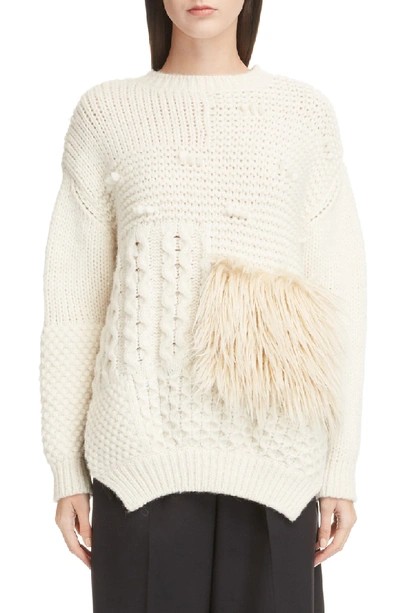 Shop Simone Rocha Patchwork Alpaca Blend Sweater In Cream Cream