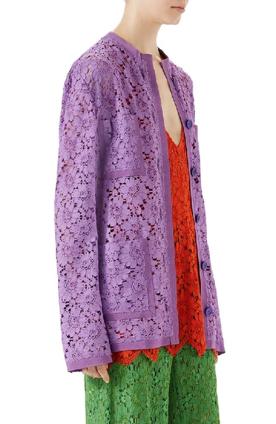 Shop Gucci Floral Lace Jacket In Wisteria Petal Flower