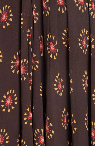 Shop Etro Ruffle Sleeve Print Silk Dress In Brown