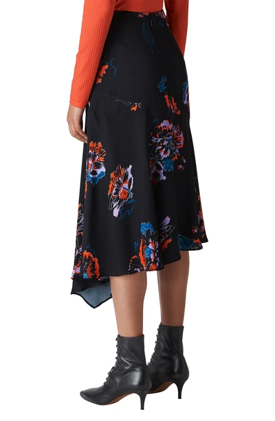 Shop Whistles Freya Floral Asymmetrical Skirt In Black/ Multi