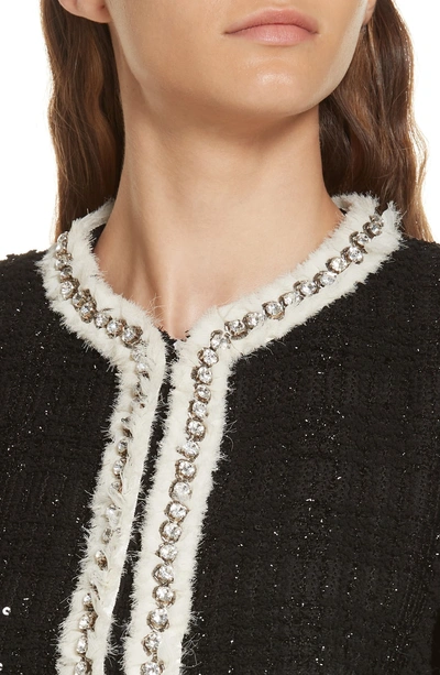 Shop Alice And Olivia Andreas Embellished Jacket In Black Metallic
