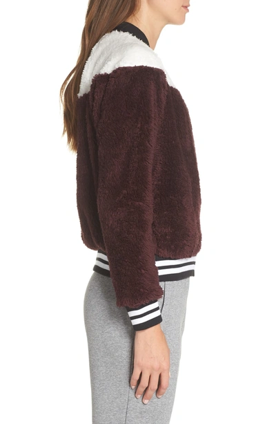 Nike Women's Sportswear Sherpa Wolf Bomber Jacket, Red - Size Xsm In  Burgundy Crush/white | ModeSens