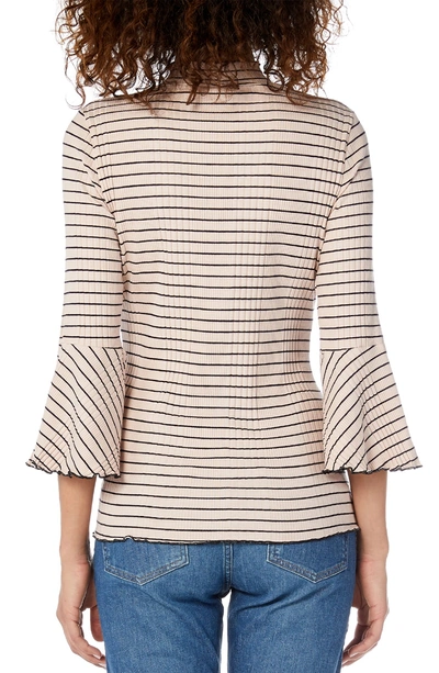 Shop Michael Stars Rachel Stripe Mock Neck Top In Whisper