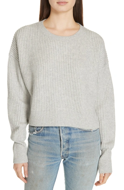 Shop Re/done Wool & Cashmere Crop Sweater In Heather Grey