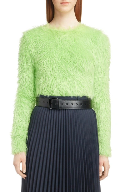 Shop Balenciaga Teddy Texture Sweater In 3520-acid Green