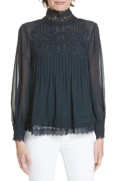 Shop Ted Baker Cailley Lace Top In Navy