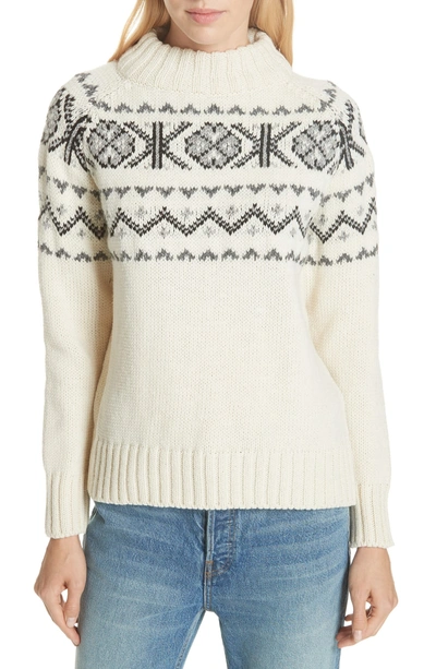 Shop Daughter Malin Fair Isle Wool Sweater In Ecru/ Black