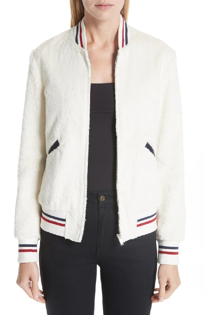 Shop Saint Laurent Teddy Faux Fur Bomber Jacket In White