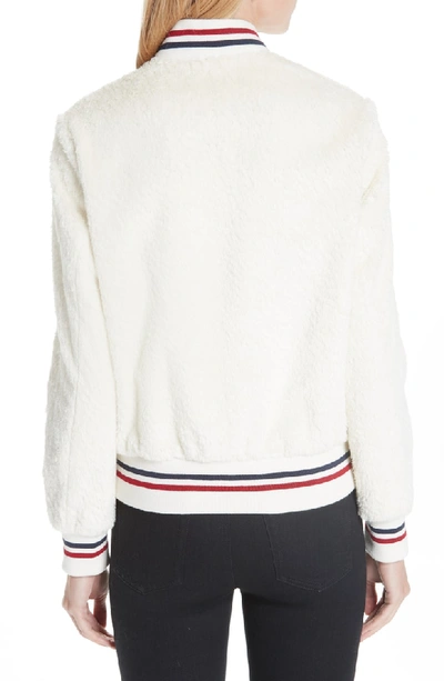 Shop Saint Laurent Teddy Faux Fur Bomber Jacket In White