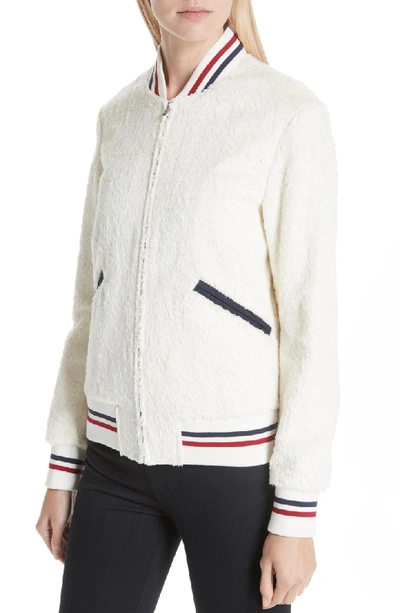 Shop Saint Laurent Teddy Faux Fur Bomber Jacket In White