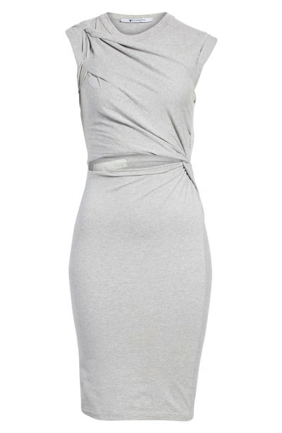 Shop Alexander Wang T Keyhole Twist Compact Jersey Dress In Heather Grey