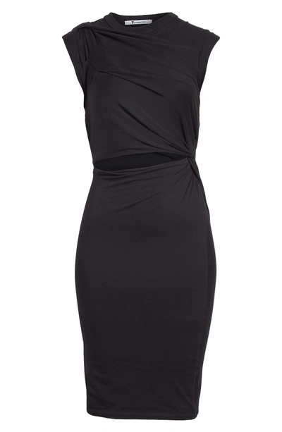Shop Alexander Wang T Keyhole Twist Compact Jersey Dress In Black