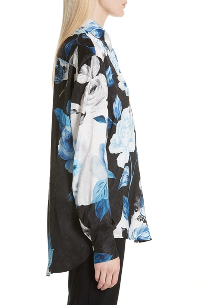 Shop Off-white Floral Silk Blouse In Black All Over