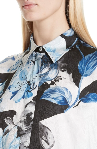 Shop Off-white Floral Silk Blouse In Black All Over