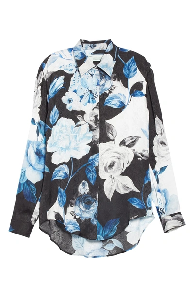 Shop Off-white Floral Silk Blouse In Black All Over