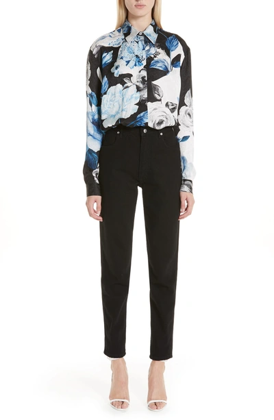 Shop Off-white Floral Silk Blouse In Black All Over