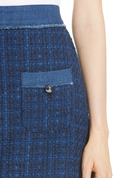 Shop Kate Spade New Yoke Denim Trim Tweed Skirt In Indigo Multi