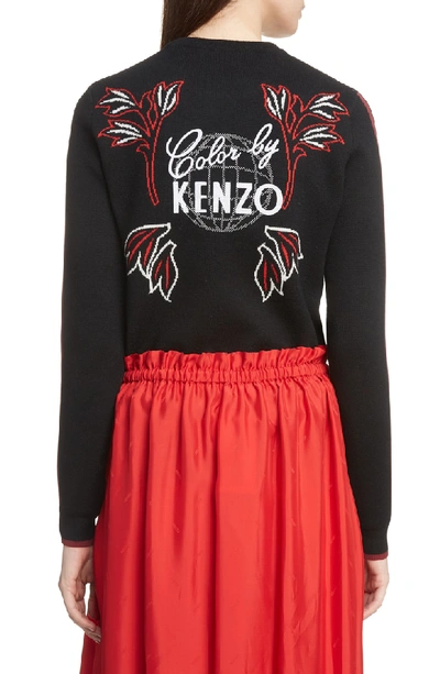 Shop Kenzo Dragon Wool Blend Jacquard Sweater In Black