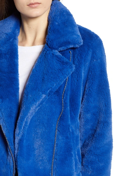 Shop Rebecca Minkoff Henderson Faux Fur Moto Jacket In Blue